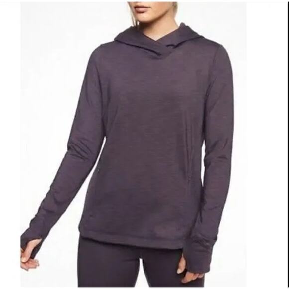 Athleta Black Tech Bootcamp Hoodie XS Pullover Sweatshirt Jacket Thumbholes EUC - Picture 3 of 12